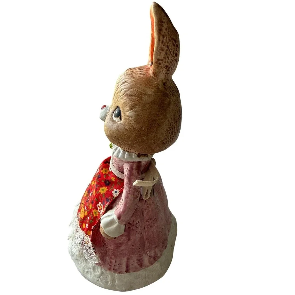 Made in Japan 1960s Easter Bunny‎ Ceramic Bank Pink Dress Figurine w/Stopper